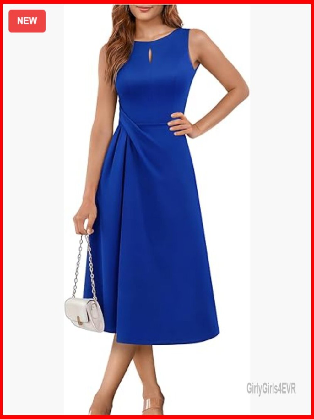 Sleeveless Midi Formal Dress with Keyhole and Back V-Neck - Picture 1 of 7